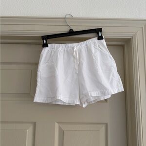 SHEIN Women’s White Drawstring Linen-Blend Shorts